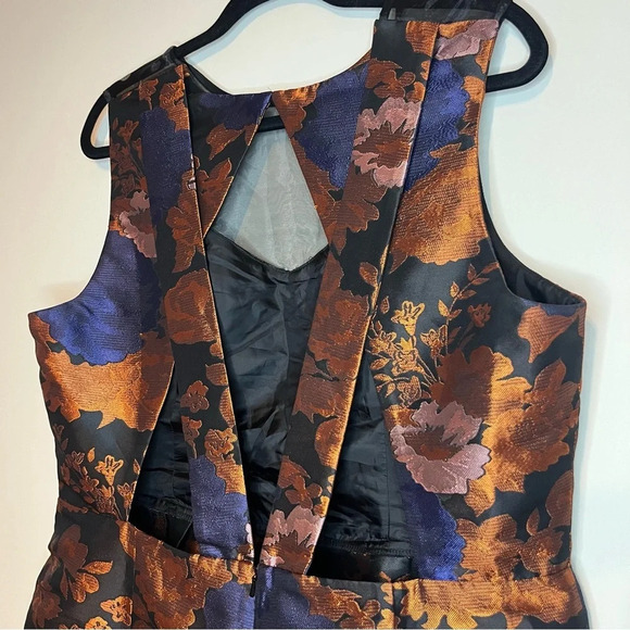 ASOS Floral Jaquard Organza Neckline Romper Playsuit - Picture 9 of 12